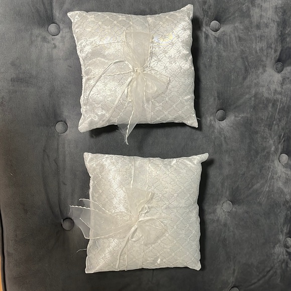 2 white satin and lace ring pillows. Never used! Smoke and pet free home. - Picture 1 of 4